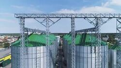Flight over a modern granary. Stock Footage