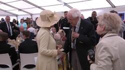 Britain's Prince Charles, Prince of Wales and Camilla, Duchess of Cornwall chat to veterans at commemoration ceremony of 75th D-Day anniversary at the Bayeux War Cemetery News Clip