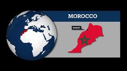 Earth Sphere Map and Morocco Country Map with National Flag Stock Footage