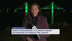 Gov. Mario M. Cuomo Bridge glows green for Girl Scout Day News Clip
