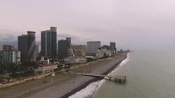 Modern housing in Batumi, contemporary architecture along sea cost in Georgia Stock Footage