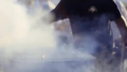Cooking Kebabce. Balkan meatball barbeque on grill at local traditional festival Stock Footage