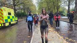 Activist marches through London in almost nothing but paint in bid to save birds News Clip
