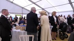 Britain's Camilla, Duchess of Cornwall shaking hands with veterans News Clip