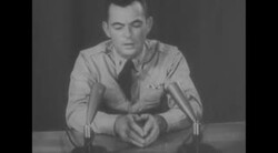 Chinese and US films shown to the UN of airman Paul Kniss confessing to germ warfare in North Korea then repudiating confession News Clip