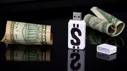 Digital Money with Paper money Stock Footage