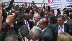 CLEAN : FILE: Ex president Uribe appears before Colombian Supreme Court News Clip