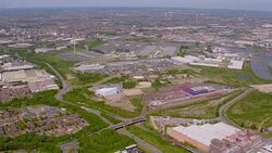 Aerial View of the Thames Estuary London, UK. 4K Stock Footage