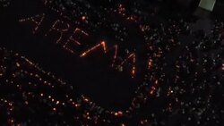 CLEAN : AERIAL SHOTS: Candlelight vigil in Malang for Indonesia stadium victims News Clip