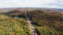 Aerial View of a New Electrical Power Line Under Construction Stock Footage