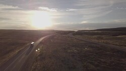 Aerial Drone Footage of Semi-Trucks Rolling Down the Highway Stock Footage