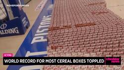 World Record for Most Cereal Boxes Toppled News Clip