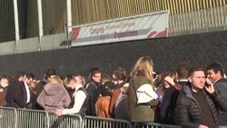 CLEAN : Supporters of far-right French presidential candidate Zemmour line up for rally News Clip