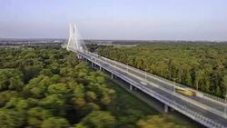 highway with the bridge (aerial timelapse) Stock Footage