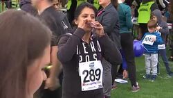 Half marathon in North West London bans single-use plastic Stock Footage