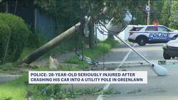 Police: Car crashes into utility pole in Greenlawn; driver seriously injured News Clip