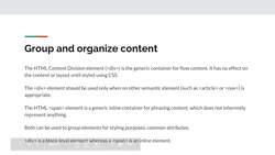 HTML CSS and JavaScript for Beginners - A Web Design Course - Divs and Spans to Organize Content Instructional Video