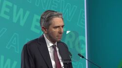 Fine Gael leader Simon Harris addresses the 82nd Fine Gael Ard Fheis News Clip