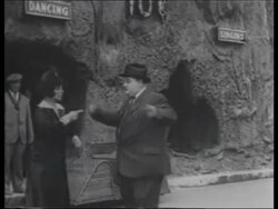 Fatty Arbuckle in film scene and newspaper headline announcing his arrest for death of Virginia Rappe c1921 Stock Footage