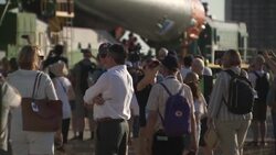 Preparations for Soyuz Rocket Launch from Kazakhstan News Clip