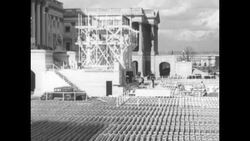 Workers build bleachers and stage for Franklin D. Roosevelt's first inauguration News Clip