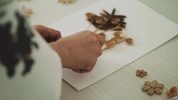 Artist hand making flower paper craft gift Stock Footage