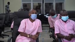 CLEAN : Accused arrive for verdict in 'Hotel Rwanda' hero's terrorism trial News Clip