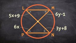 Solve for the value of x and y using congruent inscribed angles Instructional Video