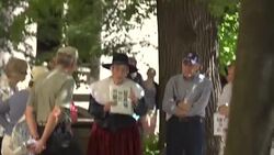 Tourists in cemetery in Boston, Massachusetts. Stock Footage