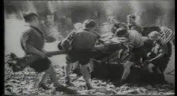Hitler Youth are trained to use motorised boats and landing craft, on the German home front in 1943 Stock Footage