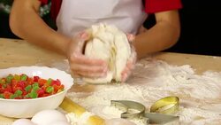 Kid hands kneading the dough Stock Footage