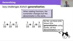 Add fractions with the same denominator and generalise the rule Instructional Video