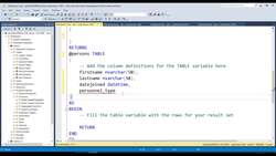 Microsoft SQL Server Development for Everyone - Multi Statement Table-Valued Functions Instructional Video