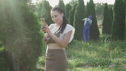 Gardeners take care of trees Stock Footage