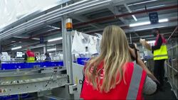 UK: Boris Johnson PM visits a Tesco distribution centre in Erith. News Clip