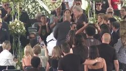 CLEAN : Santos, Brazil flags drape Pele casket News Clip