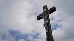 Old, stone, cross time-lapse Stock Footage