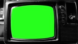 Vintage Tv Green Screen. Aesthetics of the 80s. Black and White Tone. Zoom Out. Stock Footage