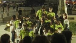 CLEAN : Rio re-lights 2016 Olympic flame on eve of opening ceremony in Tokyo News Clip