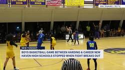 Fight breaks out during a Bridgeport and New Haven high school basketball game News Clip