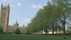 Wide shots of the Houses of Parliament during the UK Lock-down News Clip