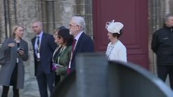 Emily Thornberry and Jeremy Corbyn arriving at Cathedral of Bayeux News Clip