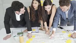 Brainstorming session Team Business People designers and working on creative in the office Stock Footage