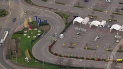 UK: Drive through Covid-19 testing centre at Ikea Wembley. News Clip