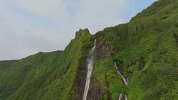 Drone Flight Over Flores Island: A Hidden Gem in Portugal’s Azores Stock Footage
