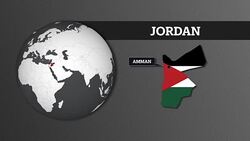 Earth Sphere Map and Jordan Country Map with National Flag Stock Footage