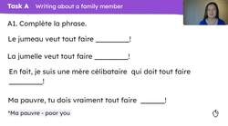 Un membre de la famille que j'admire : extended writing and speaking Instructional Video