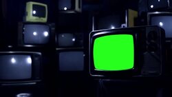 Vintage 80S Tv With Green Screen. Night Tone. Stock Footage