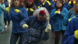 CLEAN : Rosie the riveter: Paris flashmob takes aim at pension reform News Clip