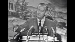 Man Speaking in Front of Microphones Stock Footage